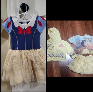Disney Belle & Snow White Outfit Set with Yellow Hoodie and Cream Skirt